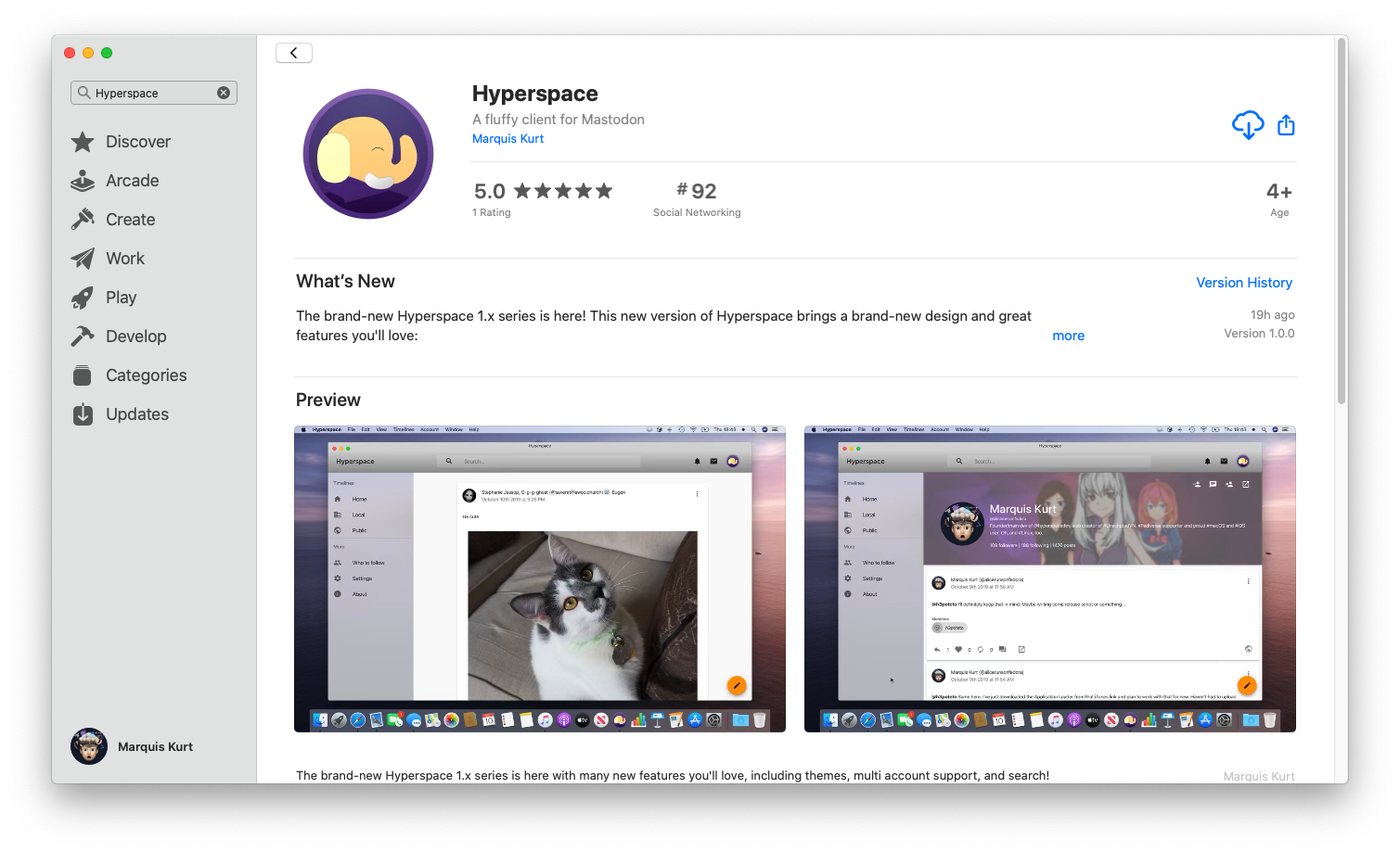 Mac App Store page of Hyperspace