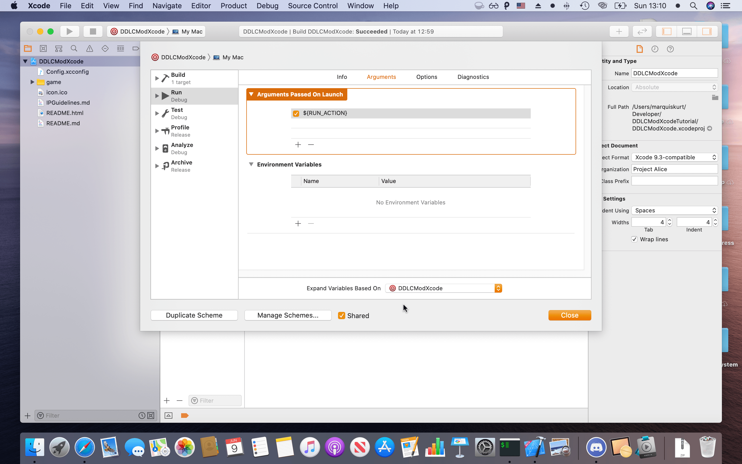 Step 11e: Edit arguments settings